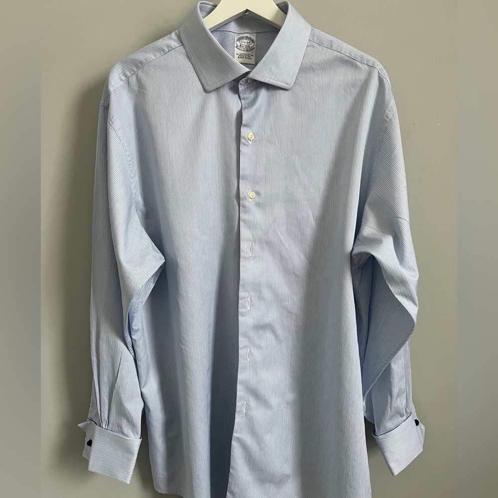 BROOKS BROTHERS 17 1/2-34” Ainsley collar dress shirt with French cuffs